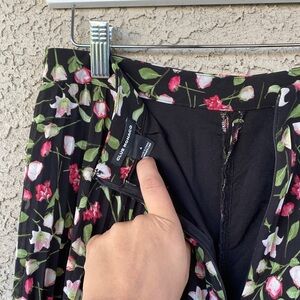 Club Monaco Floral Wide Leg Pants - Black, Pink, White